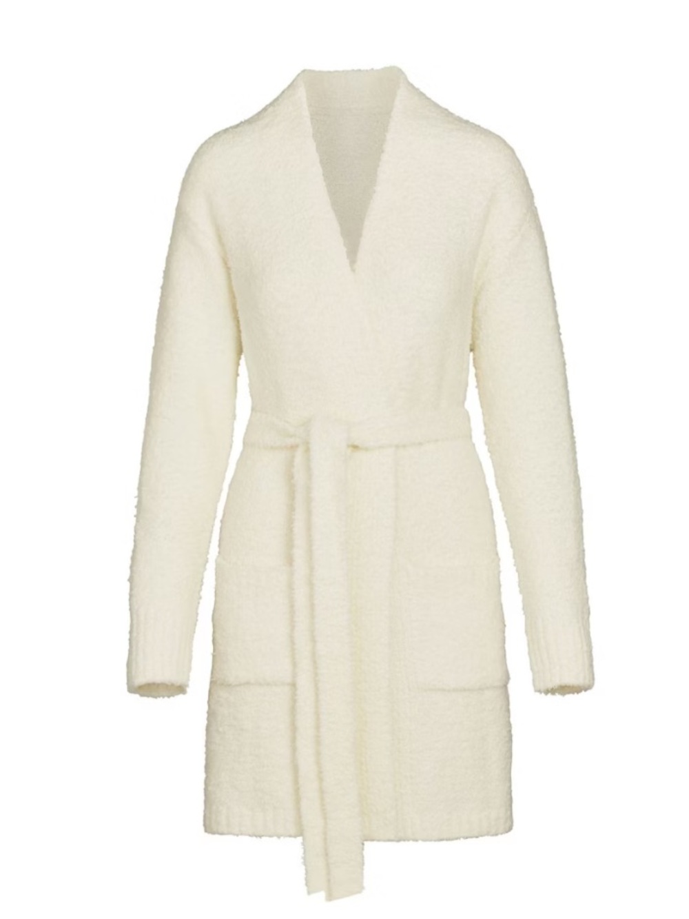 SKIMS Cream Cozy Plush Knit Belted Short Robe | S/M